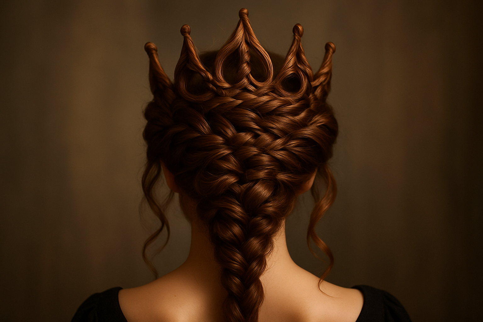 Hair styled as a crown